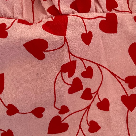 SHEIN pink red heart print all over crop top, size S Barbiecore festival summer - Picture 10 of 14